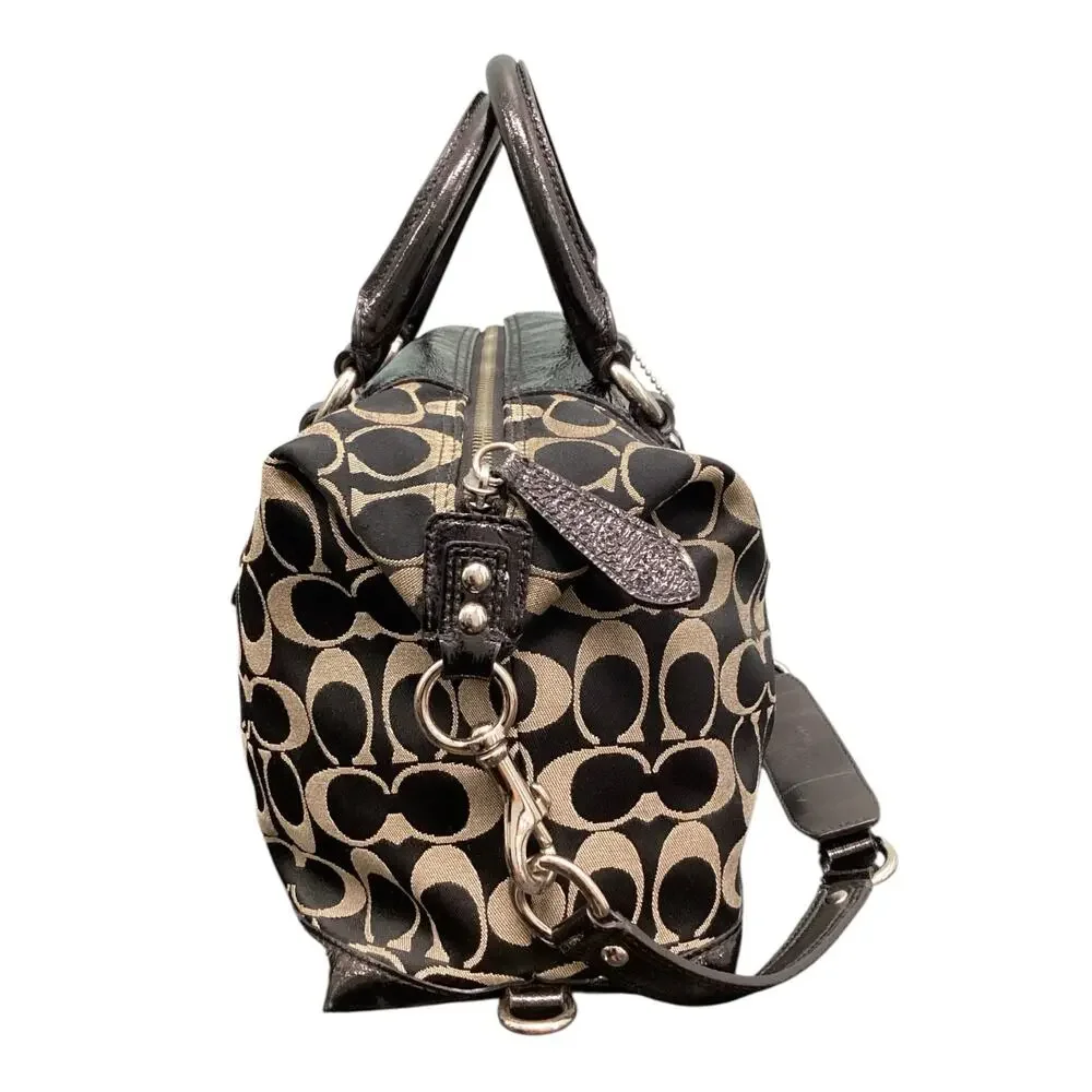 Coach Bag Ashley Satchel Black & Silver F15443